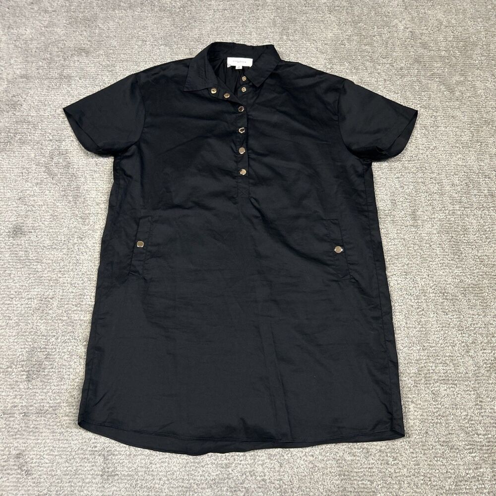 Pomander Place Shirt Dress Womens Medium Tuckernuck Black Cotton Oversized Mini
